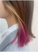インナーピンクグラデーション/切りっぱなしボブ/外ハネ