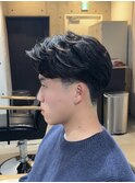 テーパーフェード 直毛パーマ ニュアンスフェザーパーマ 本町