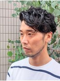 メンズ×パーマ×メンズカット×メンズパーマ×かき上げヘア
