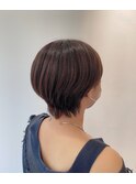 【 丸みショート × オレンジベージュ 】