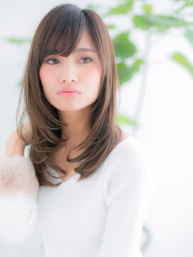 レアワンハナレ センター北美容院(lea/1 HANARE) センター北/髪質改善/斜めバング×シャギー内巻きロングc