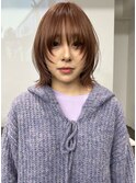 顔まわりシャギーベージュブラウン