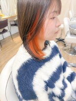 ネオリーブ チロル 横浜西口店(Neolive CiroL.)&nbsp;インナーカラー/オレンジ/似合わせカット/ミディアム【横浜】k