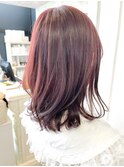 福山市美容室Caary人気暖色系ピンクカラーゆる巻き