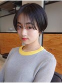 シルクバングのマッシュショートヘア小顔カット黒髪ショートヘア