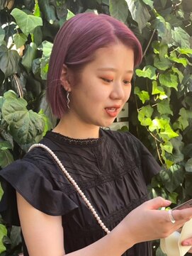 パーク 福岡天神西通り店(parc) ピンクアッシュカラー　透明感　ミニボブ　切りっぱなしボブ