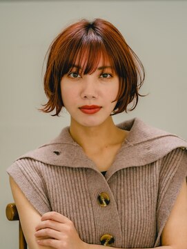 ベンジー 北千住店(benji) オレンジヘアで無造作に動かすボブ