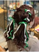 〔推し方ヘアメ〕リボン編み込み