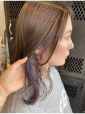 大人可愛いイヤリングカラー ハイライトセミロング