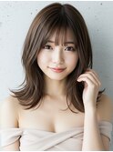 レイヤーボブハイライトブリーチレイヤーハイトーングレージュ