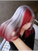 デザインカラーケアブリーチダブルカラーホワイトレッドカラー