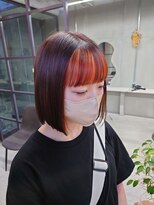 ピンク バイ アンジェリカ 瓢箪山店(PINQ by ANGELICA) #PINQ #ぷつっとボブ #インナーカラー #オレンジ