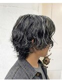 メンズパーマ｜シルバーメッシュ｜ダブルカラー｜ブリーチ