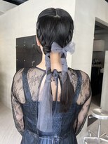 ヘアー アイス ルーチェ(HAIR ICI LUCE)&nbsp;結婚式参列ヘアセットツインアレンジねじりリボンアレンジ/今枝