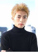 ツーブロック刈り上げビジネス短髪束感ハイトーンアップバング