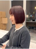 暖色×顎ラインボブ