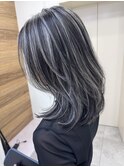 ブリーチカラーハイライトバレイヤージュシャドールーツ白髪