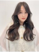 韓国ヘアくびれ巻き面長さんにおすすめロング