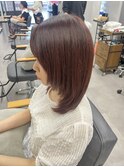 大人レッドブラウン×小顔ミディ