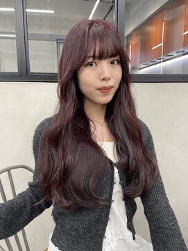 ニコ トウキョウ 渋谷(nico TOKYO) ダブルカラーチェリーレッドピンクブラウン韓国レイヤーロング