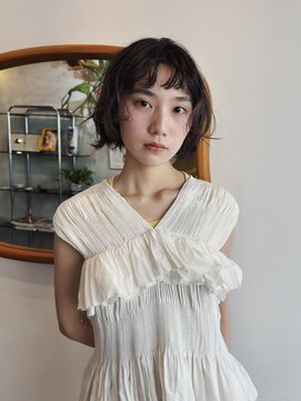 ヒュージ 三軒茶屋(huge) レイヤーボブ/くせ毛風パーマ/前髪カット/顔周り/10代20代