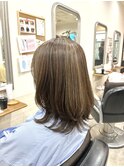白髪ぼかしハイライト×大人くびれミディ
