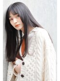 《艶髪》暗髪ストレート×重めラインのお洒落ロング