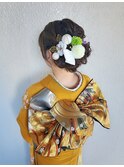 振袖 サイド 編み込み 大きめ ゆるふわ シニヨン ヘアアレンジ