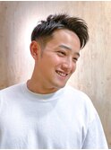 ビジネスショートパーマツーブロックサイドパートフェード70