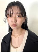 ダークアッシュ前髪カールニュアンスヘア