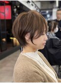 大人可愛い愛され小顔ナチュラルショートピンクブラウン美髪