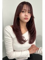 ランズ(LANDS)&nbsp;カシスピンクブラウン　レイヤーカット 【韓国ヘア 大阪 梅田】