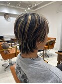 メンズマッシュブリーチカラーブロンドカラーハイライトカラー
