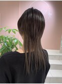 インナーカラー，グレージュ，ウルフカット【草加】
