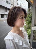 ボブ/丸みボブ/ナチュラルブラウン/艶髪