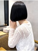 【吉田】切りっぱなしボブダークアッシュ暗めカラー縮毛矯正20代