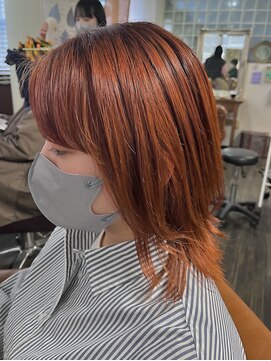 グリー ヘアープロデュース(Gree hair produce) 【Gree金子】外ハネウルフ/オレンジカラー