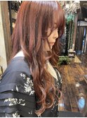 ピンクとちょっとオレンジの艶ロング