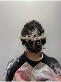ボリュームまとめ髪お団子結婚式お呼ばれ和装ヘア