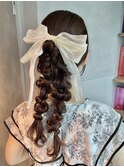 【ダブルポニーテール】/結婚式/二次会/同窓会/銀座/ヘアセット
