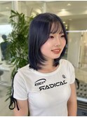 ミディアムレイヤー 韓国スタイル ブルーカラー