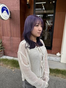 チャプター 問屋町(chapter) ケアブリーチラベンダーパープル顔まわりレイヤーカット韓国ヘア