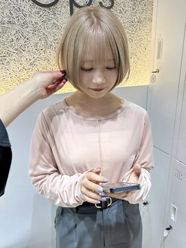 オプス 大名店(Ops) ☆秋冬ピッタリ！ホワイトミルクティー×丸みボブ