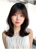 暗めカラーフェイスフレーミング顔周りレイヤー韓国ヘア_F30975