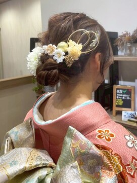 アエル 宝塚南口駅前店(aeru) 上品和装シニヨン×水引&金箔アレンジ【宝塚南口駅前駅】