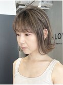 くびれショートボブ40代50代グレイカラー白髪染め白髪ぼかし