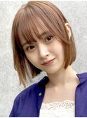 ブリーチオレンジカラー暖色カラータッセルボブレディースカット