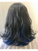 春夏カラー ダブルカラーインナーカラーグレージュとブルー