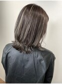 アッシュグレー_マロンベージュ Aラインボブ かきあげ