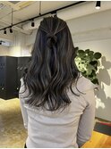 地毛に近いダークカラーなハイライト_dark ash black_